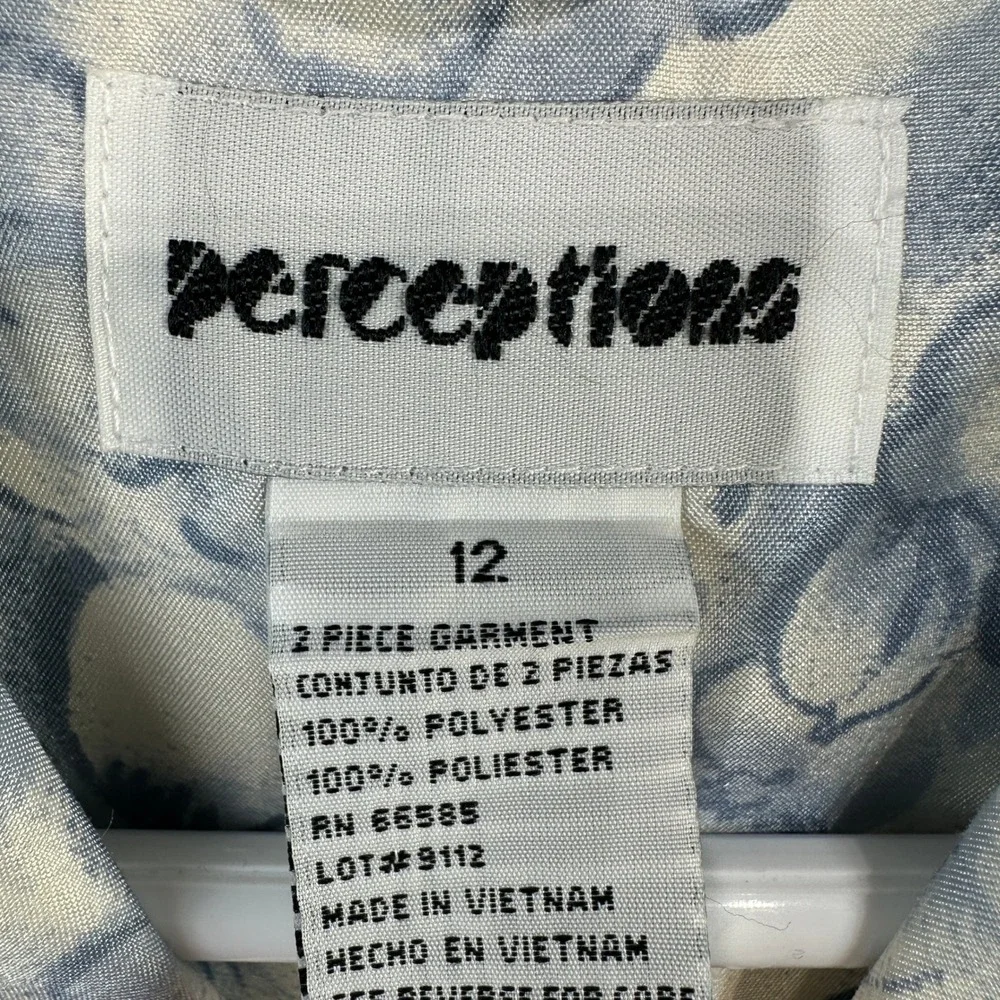 Perceptions Womens Blue White Floral‎ Blazer Jacket Special Occasion Size 12